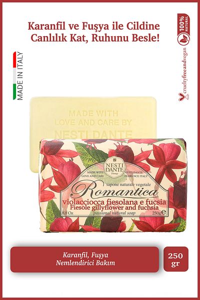 Nesti Dante Romantica Gillyflower & Fucsia Solid Soap 250g |   Moisturizer |   Extract of Clove and Fuchsia