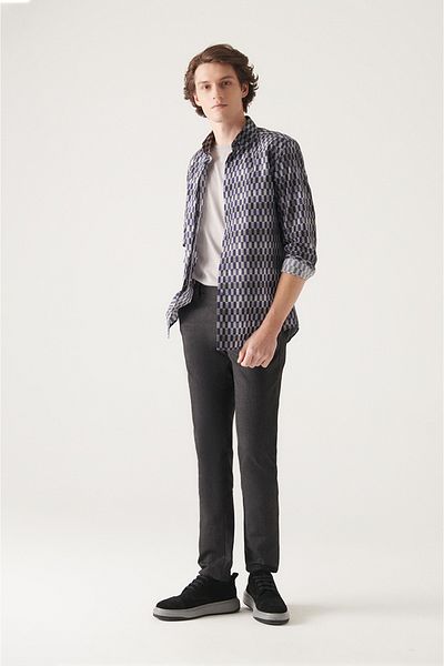 Avva Men's Anthracite Chino Trousers A22Y3022
