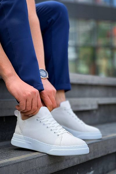 BOA Kb X204 White Linen White High Sole Casual Men's Sports Shoes
