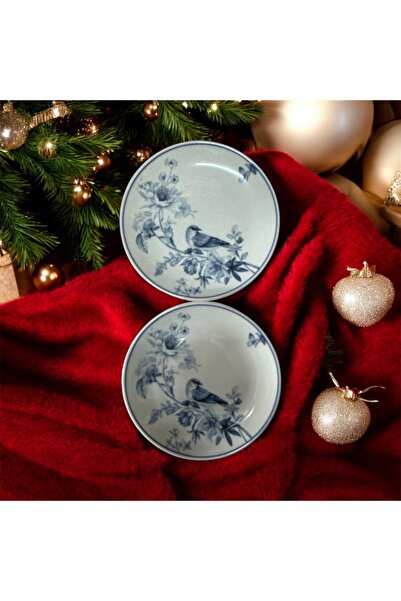Güral Güral Porcelain Bird Model - 12 Pieces, 19 cm Cake Plates