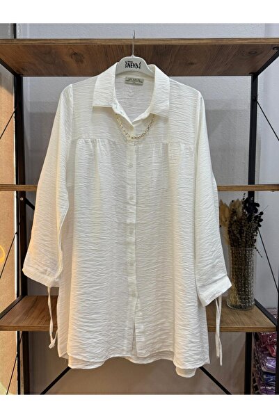 ÖZNE BUTİK Cămașă de damă din țesătură de in cu detaliu lanț