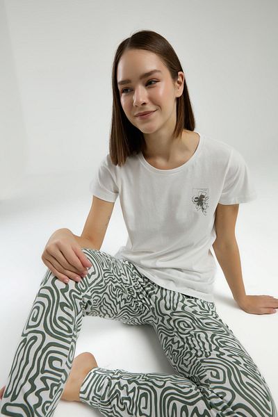 Arnetta Set de pijamale cu mânecă scurtă cu model pentru damă