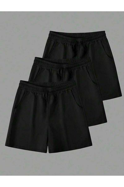QUEENSTOWN Unisex μονόχρωμο 3 τεμάχιο μεγάλου μεγέθους φαρδύ καλοκαιρινό σορτς