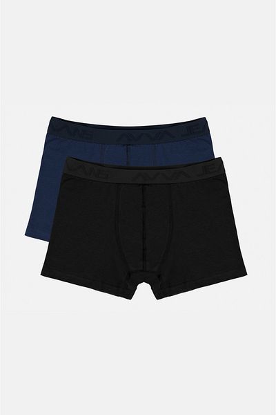 Avva Ανδρικό Navy Blue-black Απλό 2 τεμαχίων ελαστικό βαμβακερό κουτί Boxer B 009500