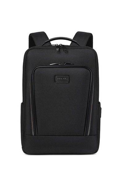 JOLAR. Rucsac inteligent unisex, port USB tip C, laptop de 15,6", impermeabil, negru
