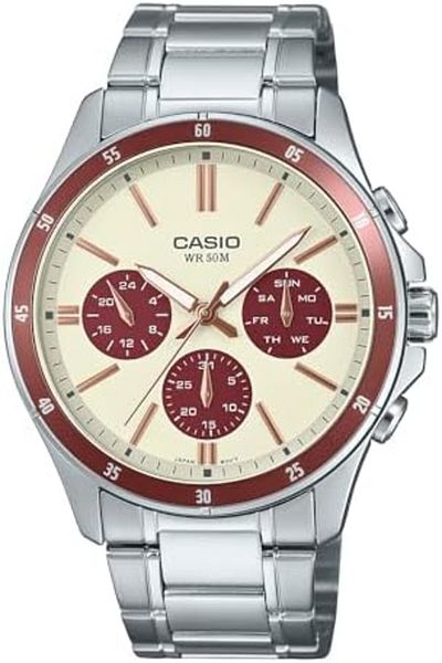 Casio Men's Analog Cream Dial Watch, Enticer MTP-1374D-5A2VDF
