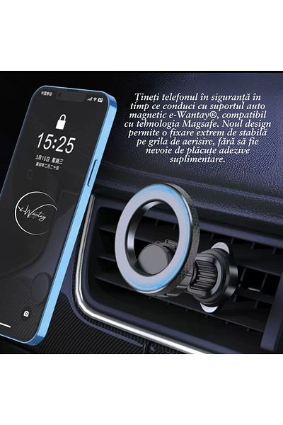 e-Wantay Kit Auto e-Wantay® 3 în 1 – Încărcător PD20W, Suport Telefon 360°, Plăcuță Contact