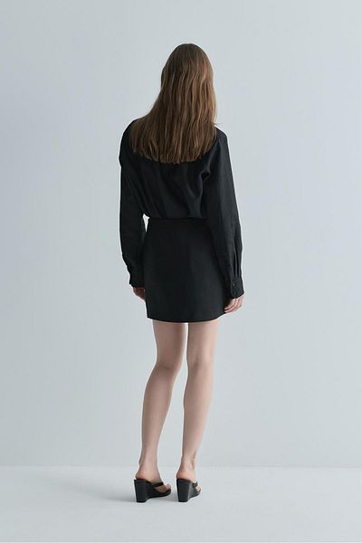 Suud Collection Black 100% Linen Nora Basic Skirt