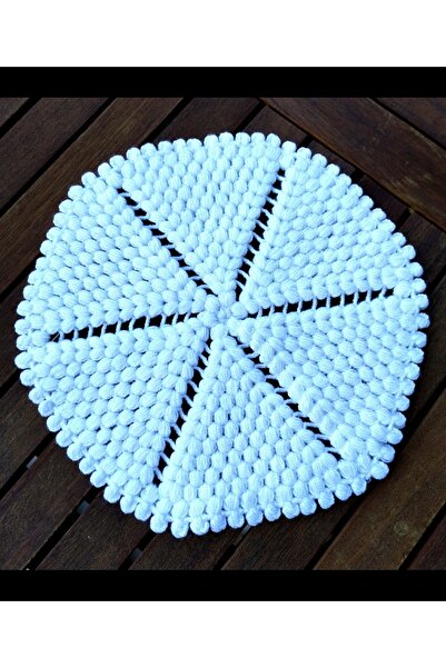 Sanathobi ليفة حمام لون أبيض، قماش استحمام، محبوك يدويًا، مهر، قطر سداسي: 26 سم