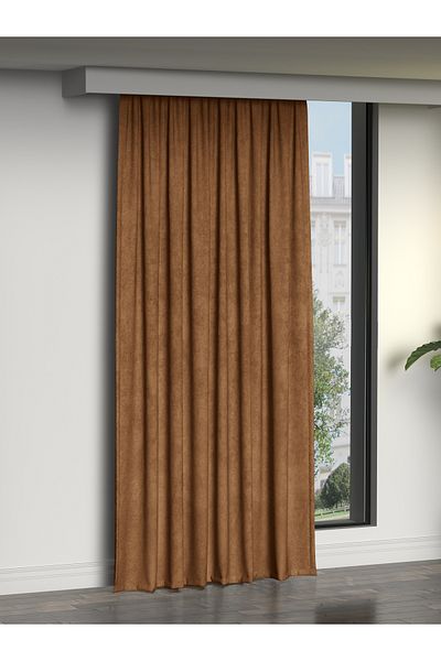 FAVOLLİ Cashew Color Island Background Curtain - Extrafor Gathered Dream Series