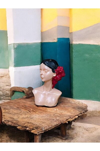 TrioCraft Kadın Biblo Çiçek Saçlı Kız Büst Dekoratif Obje