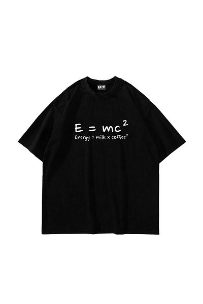 Sekizbiraltı E=mc2 Μαύρο μπλουζάκι με στάμπα Oversize Unisex
