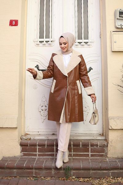 HARMAN BUTİK Γυναικείο δερμάτινο παλτό Shearling Ponzot