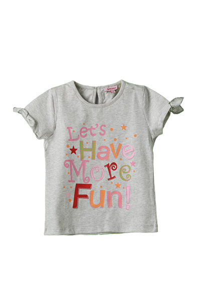 Basicxx Girls Grey Graphic Print Tie Sleeve Top