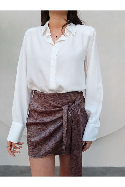 ESRAHELVACI Shiny Tie-Up Mini Skirt