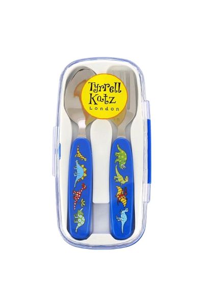 Tyrrell Katz Food Plate - Food Bowl - Fork Spoon Set Dino