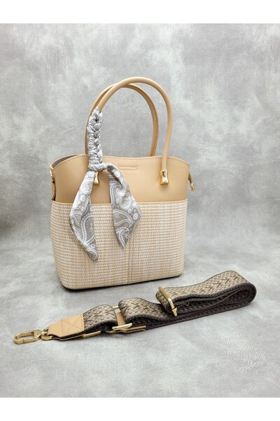 SARACH el ve omuz fularlı kadın çantası