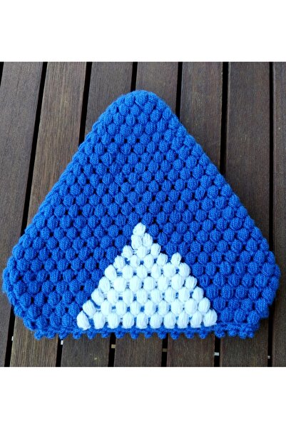 Sanathobi ليفة حمام لون أبيض، قماش استحمام، محبوك يدويًا، مهر، قطر المثلث: 26 سم