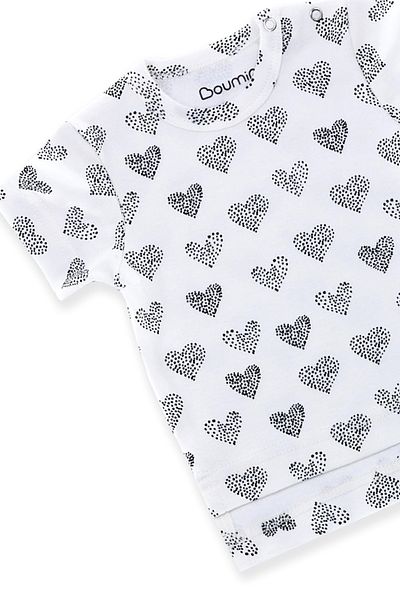 Boumini Child's Short Sleeve T-Shirt Hearts Ecru