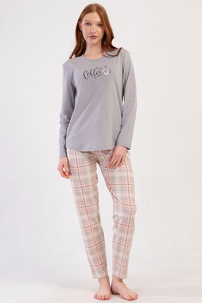 VİENETTA Women's Long Sleeve Gray Pajama Set C9T2N0O014