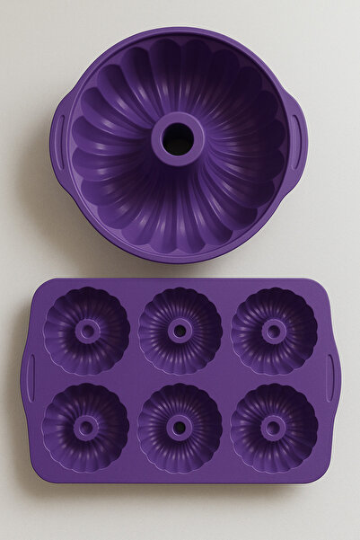 Home قالب كيك دائري من السيليكون و6 قوالب مافن صينية