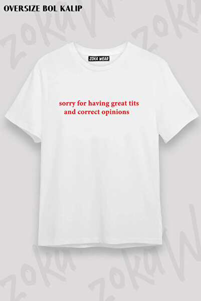 ZOKAWEAR Loose Fit Unisex Îmi pare rău că am sânii grozavi și păreri corecte ...