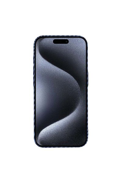 SKYDDAR INNOVATION Carcasă pentru iPhone 15 Pro, textură de carbon, carcasă din fibră de carbonită, cyan, set de autocolante