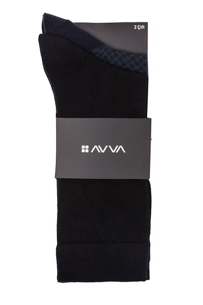 Avva Мъжки черни шарени чорапи от 2 части A31y8501