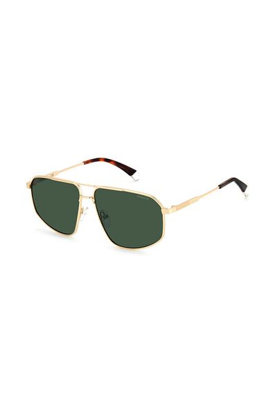 Polaroid , Square Aviator Sunglasses with Polarized Lenses, PLD-4118-S-X-AOZ, Gold, Brown, 59-13-145