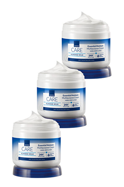 AVON Care Gliserin ve Badem Sütü içeren Nemlendirici El, Yüz ve Vücut Kremi 400 Ml. Üçlü Set