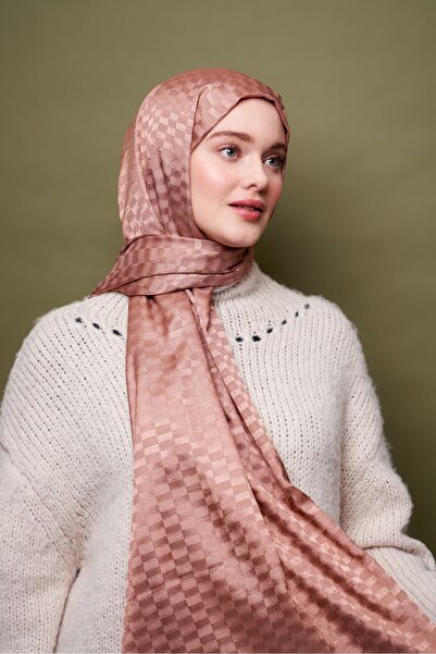 Modakaşmir Jacquard Shawl Mink Color