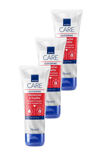 AVON Care Gliserin ve Badem Yağı İçeren El Kremi 75 Ml. Üçlü Set