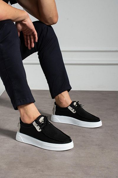 L.A Polo Black and white knitted men's loafer