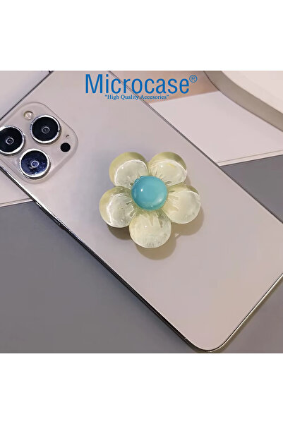 Microcase 3D Çiçek Tasarımlı 3M Yapıştırmalı El Parmak Tutucu Cep Telefonu Tutacağı Popsocket Mor - AL5246