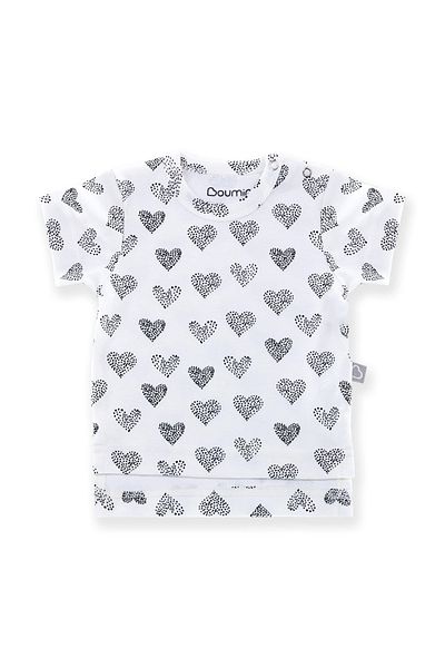 Boumini Child's Short Sleeve T-Shirt Hearts Ecru