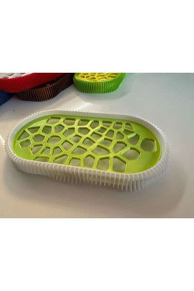 OEM 3D soap dish, Wave model, White / Lime