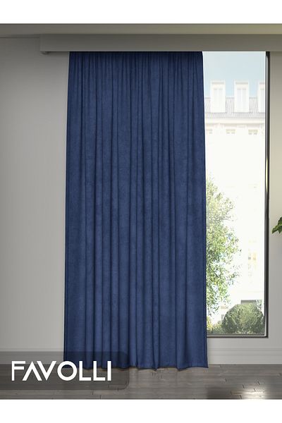 FAVOLLİ Catifea Texturată Safir Culoare Insulă Fundal Cortina Extra pentru Seria Gathered Dream