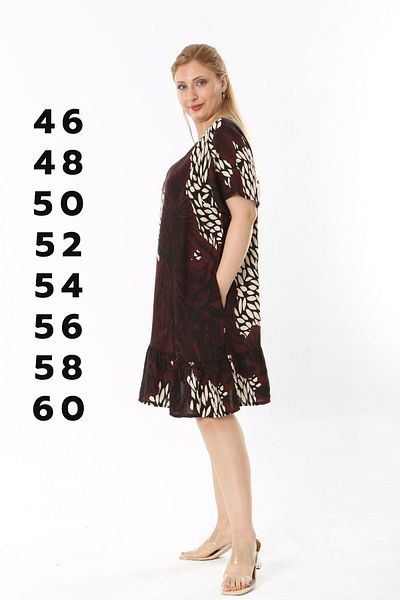 Eceyaman moda Women's Pattern Midi Oversize Dress