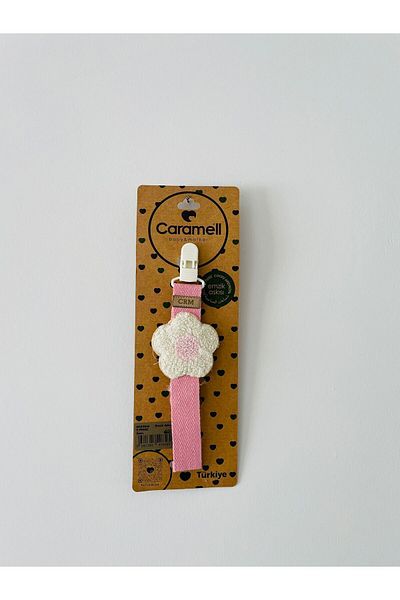 Caramell Baby Pacifier Strap FLOWER Patterned NEWBORN BABY (PINK COLOR)