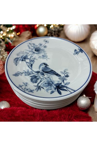 Güral Güral Porcelain Bird Model - 12 Pieces, 19 cm Cake Plates