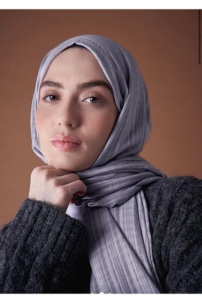 Modakaşmir Şal Misto din bumbac gri culoare gheaţă,
