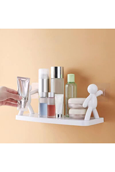 omilife Yapışkanlı Çöp Adam ve Kuğu Motifli 2li Banyo Mutfak Kozmetik ve Baharat Organizer Rafı