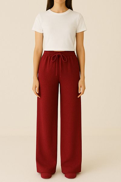 FV Aerobin Fabric High Waist Lace up Elastic Comfortable Loose Wide Leg Summer Trousers