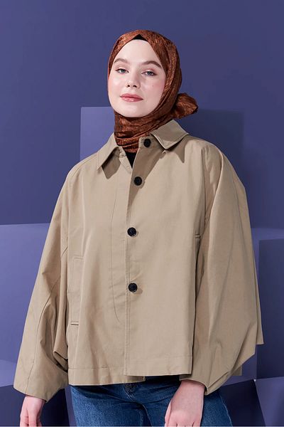 Modakaşmir Mini Goose Feet Pattern Brown Color Natural Jacquard Shawl