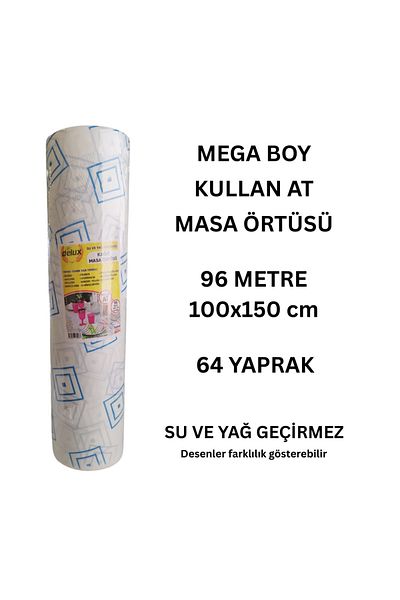 ELDİPA Față de masă de unică folosință 96 metri - 100x150 cm |   64 de coli |   Rezistent la apă și ulei