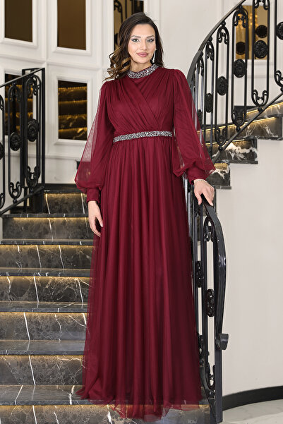 Raika Moda Senna Stone Detailed Large Size Stylish Hijab Evening Dress