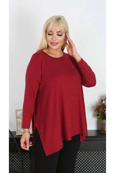 ViolettaXL Women's Plus Size Slit Loose Wool Viscos Tunic