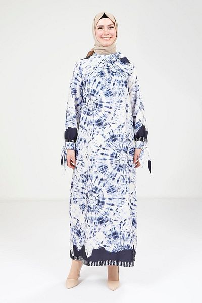 Beyza Τυπωμένο φόρεμα Navy Blue 9213