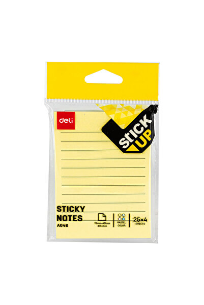 Deli Notițe autoadezive 76 x 101 mm 4 x 25 coli R-G-B-Y liniate Deli