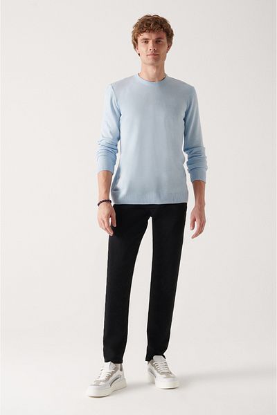 Avva Schwarze, gerade, waschbare Lycra-Jeanshose für Herren E 003561